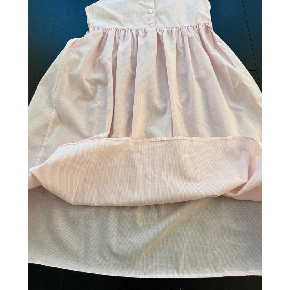 Vive La Fete Hand-Smocked Sleeveless Dress Girls Size 8 Pink/White Embroidered